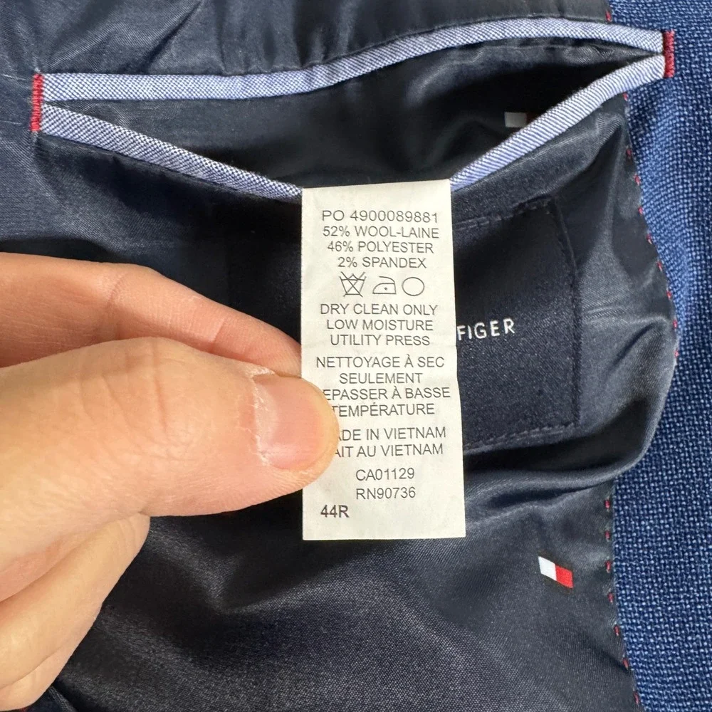 Tommy Hilfiger Mens‎ Blue Wool Blend Suit Blazer Jacket Size 44R - Picture 5 of 6